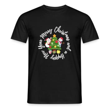 Merry Christmas And Happy New Year - Men's T-Shirt - black - Front - AI Model Male 178 light (178cm)