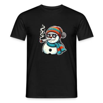 Kiffer Schneemann Winter Weihnachten Hanf - Männer T-Shirt - Schwarz - Vorne - AI Model Male 178 light (178cm)
