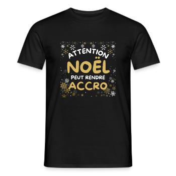 Attention Noël peut rendre accro - T-shirt homme - noir - Devant - AI Model Male 178 light (178cm)