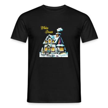 Winter Dream House - Men's T-Shirt - black - Front - AI Model Male 178 light (178cm)