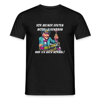 Modelleisenbahn Sprüche Zug Dampflok - Männer T-Shirt - Schwarz - Vorne - AI Model Male 178 light (178cm)