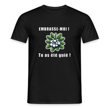 Embrasse-moi ! Tu as été guié !" Gui Noël - T-shirt homme - noir - Devant - AI Model Male 178 light (178cm)