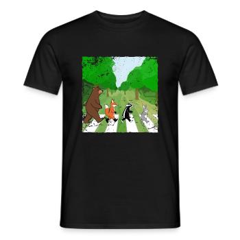 Forest Animals Crossing the Road - DIGITAL Grunge - Men's T-Shirt - black - Front - AI Model Male 178 light (178cm)