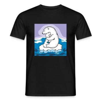 Maman ours polaire avec ses deux bébés sur une banquise - T-shirt homme - noir - Devant - AI Model Male 178 light (178cm)