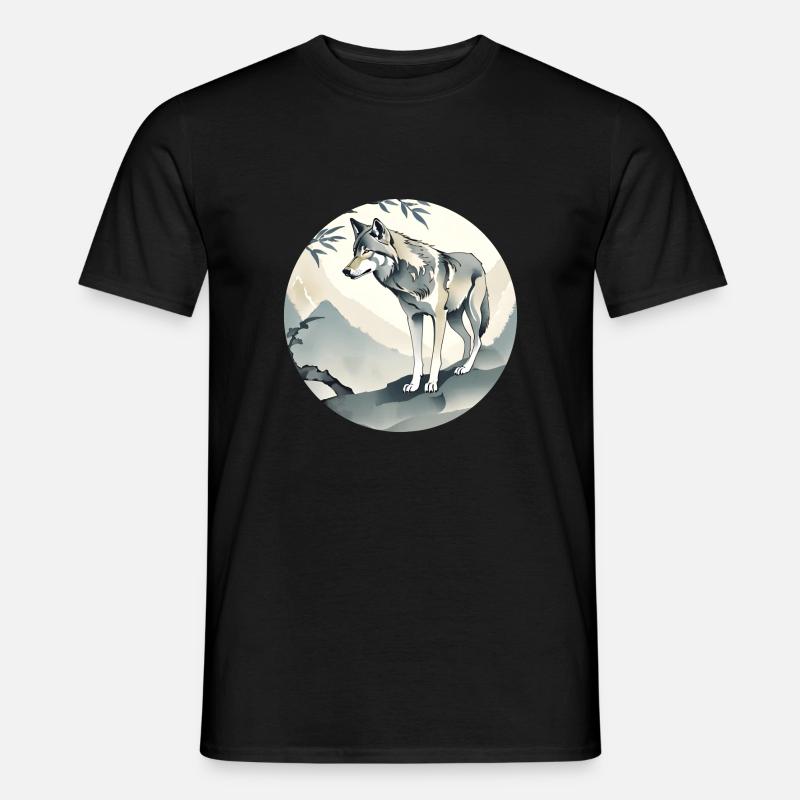 Ein einsamer Wolf - Männer T-Shirt - Schwarz
