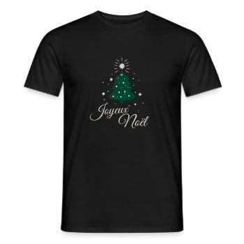 Minimalist fir tree with refined silver text - Men's T-Shirt - black - Front - AI Model Male 178 light (178cm)