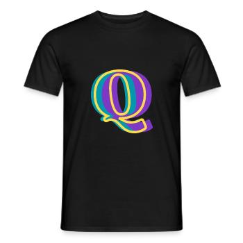 Lettre q multicolore - T-shirt homme - noir - Devant - AI Model Male 178 light (178cm)