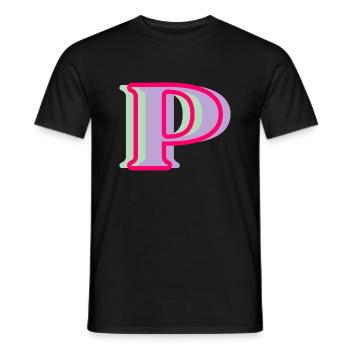 Mehrfarbiger Buchstabe p - Männer T-Shirt - Schwarz - Vorne - AI Model Male 178 light (178cm)