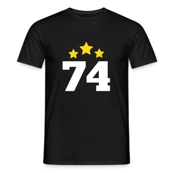 74 ans étoile - cadeau 74e anniversaire - T-shirt homme - noir - Devant - AI Model Male 178 light (178cm)