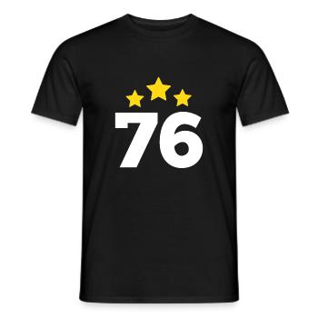 76 Jahre Stern - Geschenk zum 76. Jubiläum - Männer T-Shirt - Schwarz - Vorne - AI Model Male 178 light (178cm)