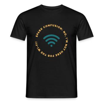 Electrician Funny Spark Confusion T-shirt Tee - Men's T-Shirt - black - Front - AI Model Male 178 light (178cm)