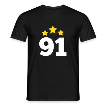 91 ans étoile - cadeau 91e anniversaire - T-shirt homme - noir - Devant - AI Model Male 178 light (178cm)