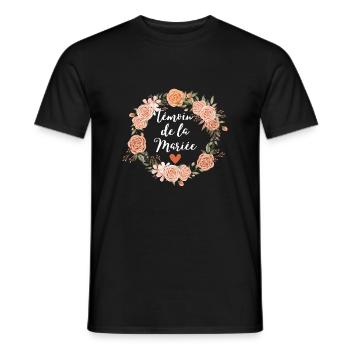 Watercolor floral bridal witness - matching - Men's T-Shirt - black - Front - AI Model Male 178 light (178cm)