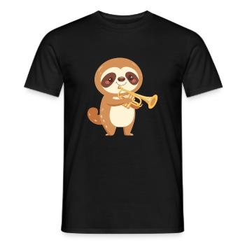 Paresseux Trompette Musicien - T-shirt homme - noir - Devant - AI Model Male 178 light (178cm)