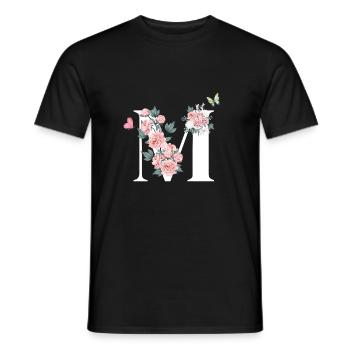 Letter m pink flowers - Men's T-Shirt - black - Front - AI Model Male 178 light (178cm)