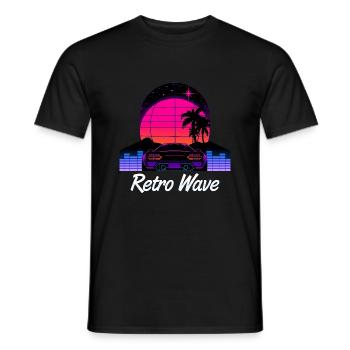 “Retro Wave” Synthwave desing - T-shirt homme - noir - Devant - AI Model Male 178 light (178cm)