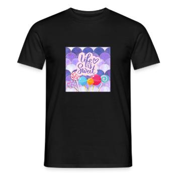 Life Is Sweet - Colourful Candy Lollipop Design - Men's T-Shirt - black - Front - AI Model Male 178 light (178cm)