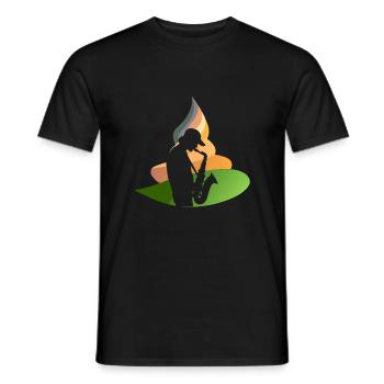 Saxophone, Wind Instrument, Brass Band - Men's T-Shirt - black - Front - AI Model Male 178 light (178cm)