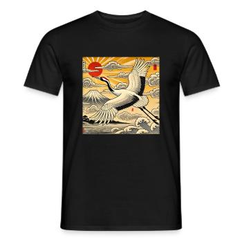 Japanese-style crane - Men's T-Shirt - black - Front - AI Model Male 178 light (178cm)