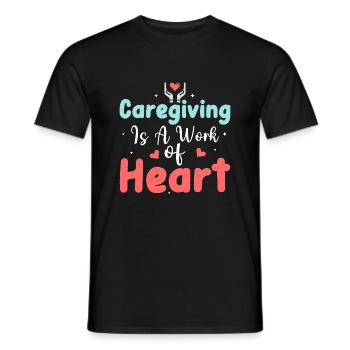 Caregiving is a Work of Heart Carer Caregiver - Men's T-Shirt - black - Front - AI Model Male 178 light (178cm)