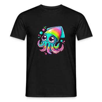 Calmar coloré avec de grands yeux pour les enfants - T-shirt homme - noir - Devant - AI Model Male 178 light (178cm)