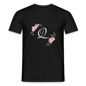 Rosa Blumenbuchstabe q - Männer T-Shirt - Schwarz - Vorne - AI Model Male 178 light (178cm)