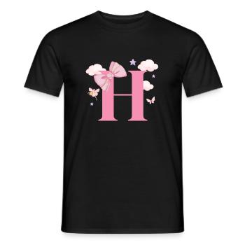 Buchstabe h rosa Wolken - Männer T-Shirt - Schwarz - Vorne - AI Model Male 178 light (178cm)