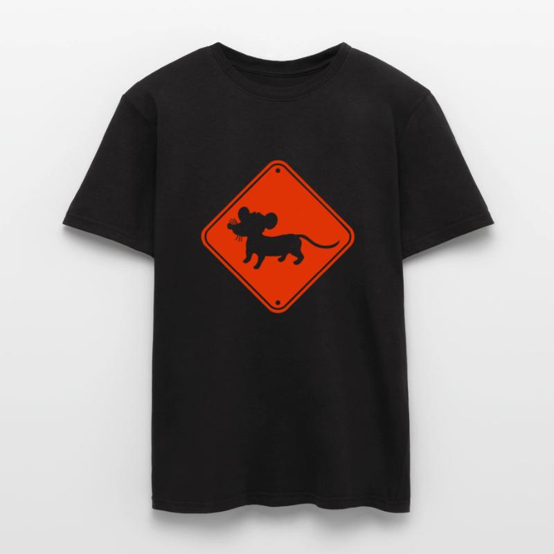 Evil Mouse Shield Warning Caution Caution Danger Men’s T-shirt