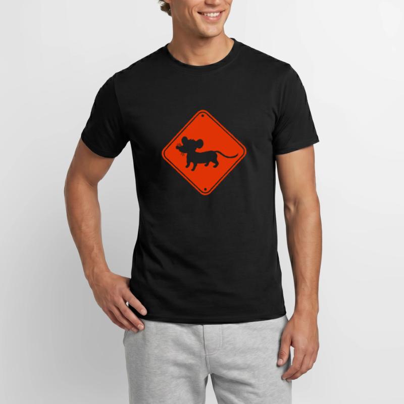 Evil Mouse Shield Warning Caution Caution Danger Men’s T-shirt