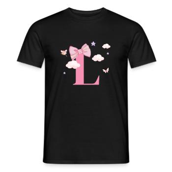 Buchstabe l Rosa Wolken - Männer T-Shirt - Schwarz - Vorne - AI Model Male 178 light (178cm)