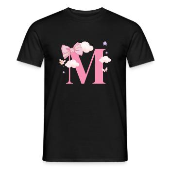 Buchstabe m rosa Wolken - Männer T-Shirt - Schwarz - Vorne - AI Model Male 178 light (178cm)