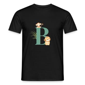 Letter b green jungle animals - Men's T-Shirt - black - Front - AI Model Male 178 light (178cm)