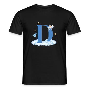 Buchstabe d blaue Wolken Flugzeug Kind - Männer T-Shirt - Schwarz - Vorne - AI Model Male 178 light (178cm)