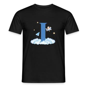 Buchstabe i Blaue Wolken Flugzeug Kind - Männer T-Shirt - Schwarz - Vorne - AI Model Male 178 light (178cm)