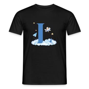 Buchstabe l Blaue Wolken Flugzeug Kind - Männer T-Shirt - Schwarz - Vorne - AI Model Male 178 light (178cm)