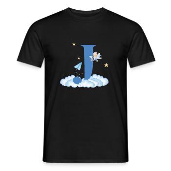 Buchstabe j Blaue Wolken Flugzeug Kind - Männer T-Shirt - Schwarz - Vorne - AI Model Male 178 light (178cm)