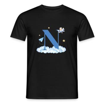 Buchstabe n Blaue Wolken Flugzeug Kind - Männer T-Shirt - Schwarz - Vorne - AI Model Male 178 light (178cm)