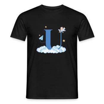 Buchstabe u Blaue Wolken Flugzeug Kind - Männer T-Shirt - Schwarz - Vorne - AI Model Male 178 light (178cm)