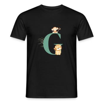 Letter g green jungle animals - Men's T-Shirt - black - Front - AI Model Male 178 light (178cm)