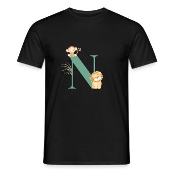 Letter n green jungle animals - Men's T-Shirt - black - Front - AI Model Male 178 light (178cm)