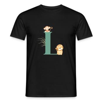 Letter l green jungle animals - Men's T-Shirt - black - Front - AI Model Male 178 light (178cm)
