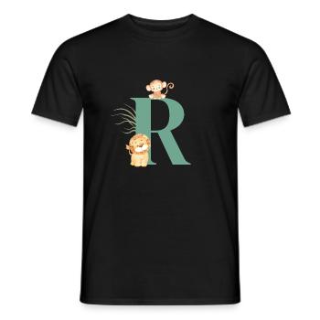 Letter r green jungle animals - Men's T-Shirt - black - Front - AI Model Male 178 light (178cm)