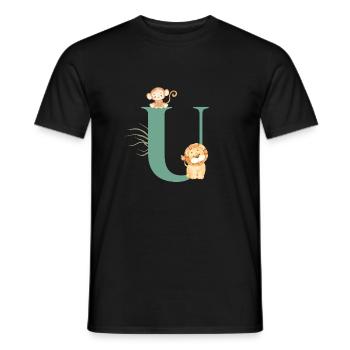 Letter u green jungle animals - Men's T-Shirt - black - Front - AI Model Male 178 light (178cm)