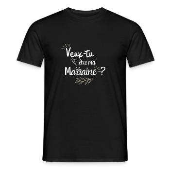 Veux tu être ma marraine - T-shirt homme - noir - Devant - AI Model Male 178 light (178cm)