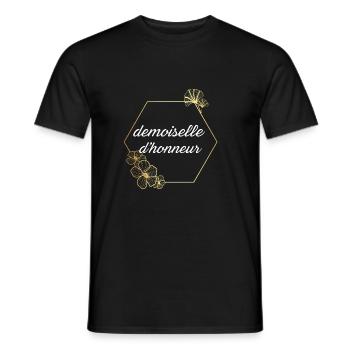 Demoiselle d’honneur doré floral - T-shirt homme - noir - Devant - AI Model Male 178 light (178cm)