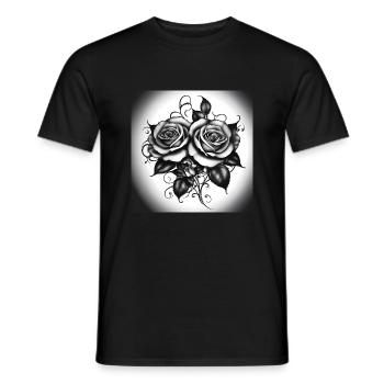 Rosen in voller Blütenpracht, schwarz / weiss - Männer T-Shirt - Schwarz - Vorne - AI Model Male 178 light (178cm)