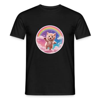 Rosa Kätzchen Regenbogen 1 - Männer T-Shirt - Schwarz - Vorne - AI Model Male 178 light (178cm)