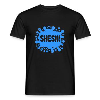 SHESH! Blue Splat - Gen Alpha Phrase - Men's T-Shirt - black - Front - AI Model Male 178 light (178cm)