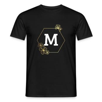 Buchstabe m Goldener Blumenrahmen - Männer T-Shirt - Schwarz - Vorne - AI Model Male 178 light (178cm)