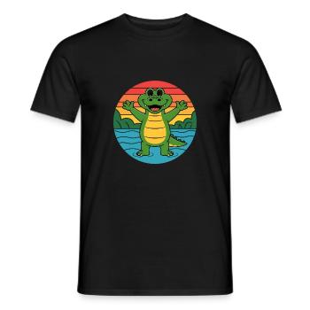 Alligator Retro Alligatoren - Männer T-Shirt - Schwarz - Vorne - AI Model Male 178 light (178cm)